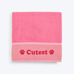 HUFT Cutest Microfibre Towel For Dogs & Cats - Light Pink