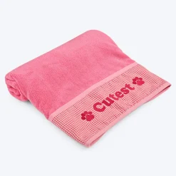 HUFT Cutest Microfibre Towel For Dogs & Cats - Light Pink