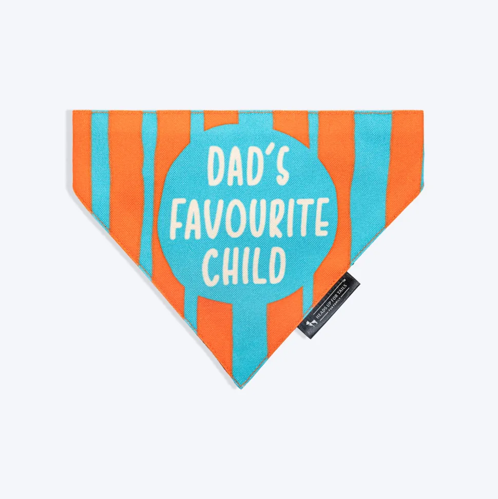 HUFT Dad's Favourite Child Printed Bandana For Dog - Orange