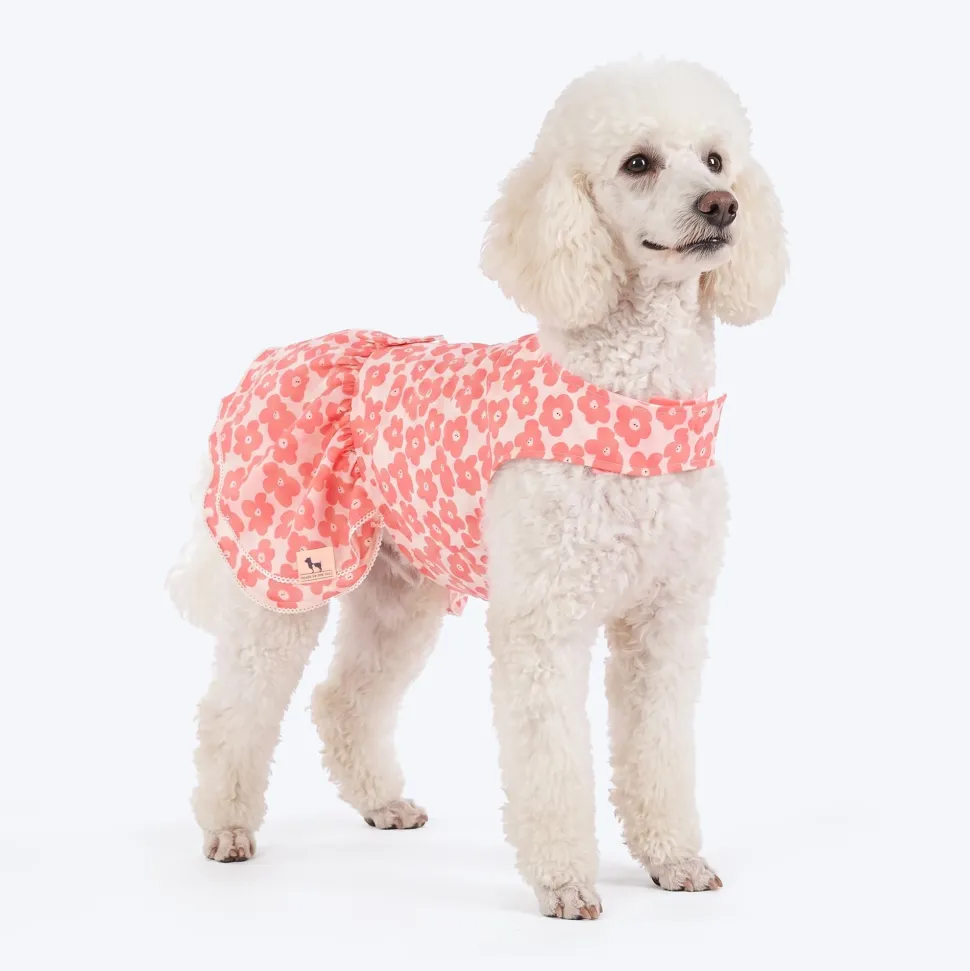 HUFT Daisy Printed Dress For Dog - Coral & White