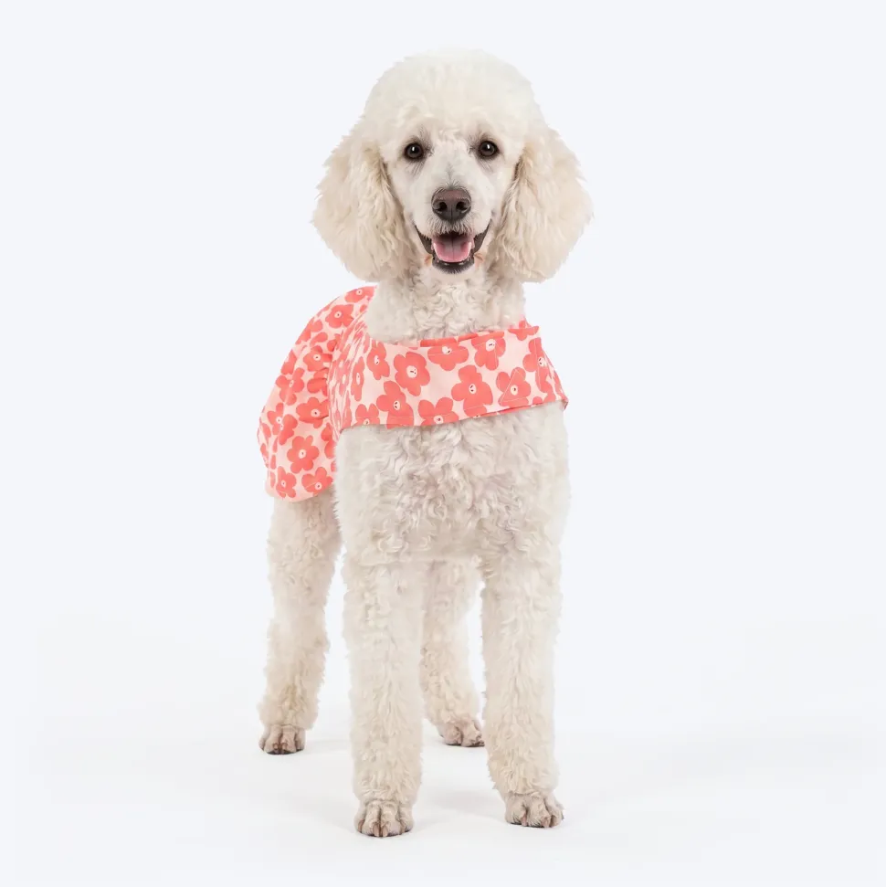 HUFT Daisy Printed Dress For Dog - Coral & White