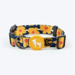 HUFT Daisy Stripes Collar For Dog - Blue & Yellow