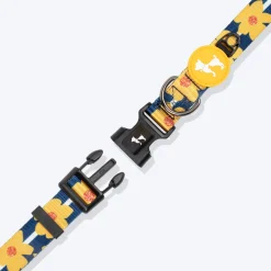 HUFT Daisy Stripes Collar For Dog - Blue & Yellow