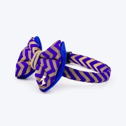HUFT Desi Chevron Delight Bow Tie With Strap For Dog - Royal Blue