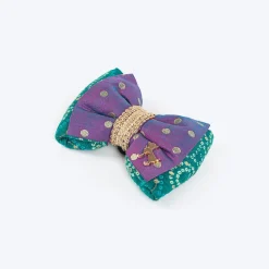 HUFT Desi Glam Bow Tie For Dog - Purple & Green