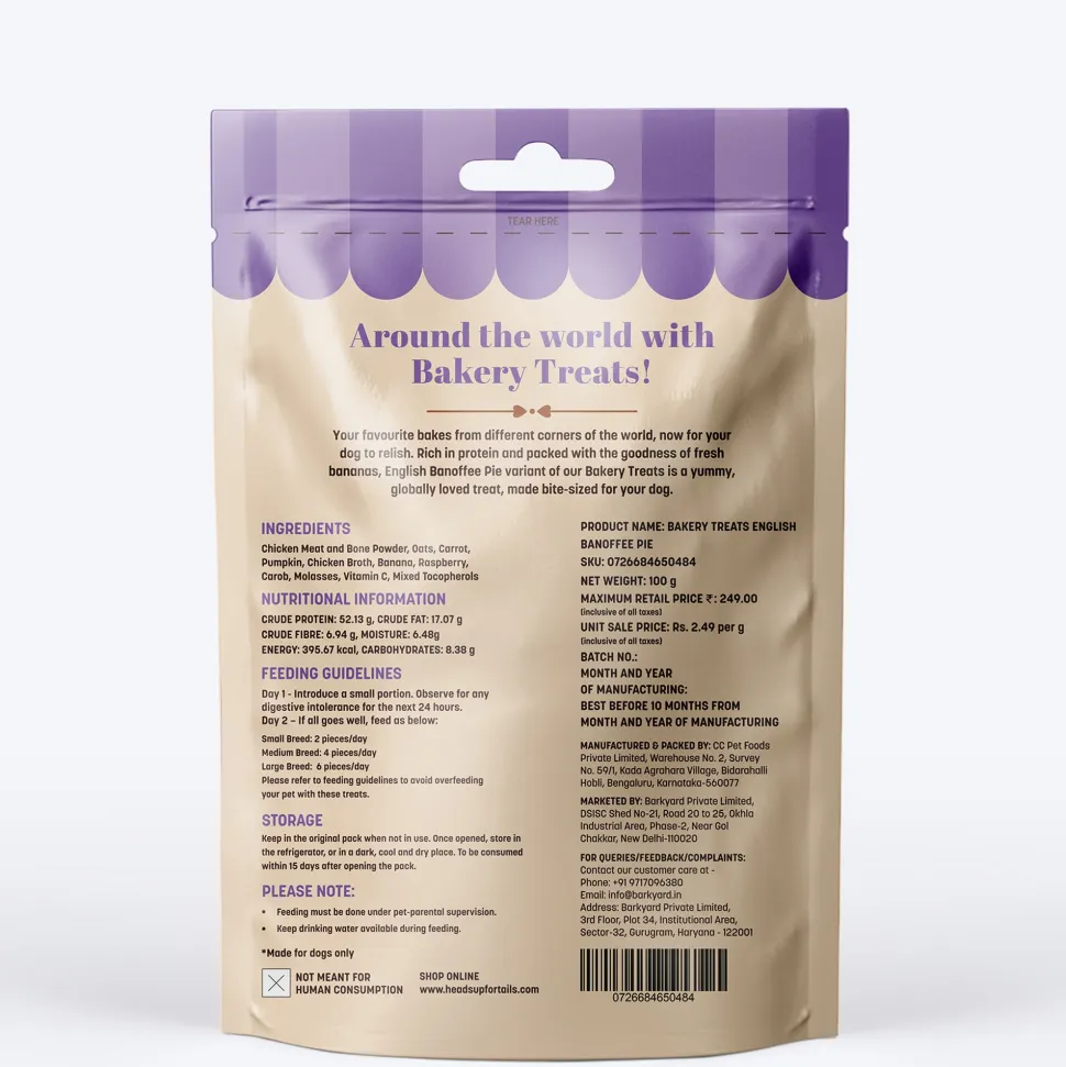 HUFT Dessert English Banoffee Pie Made With Real Chicken & Banana Treat For Dog - 100 gm
