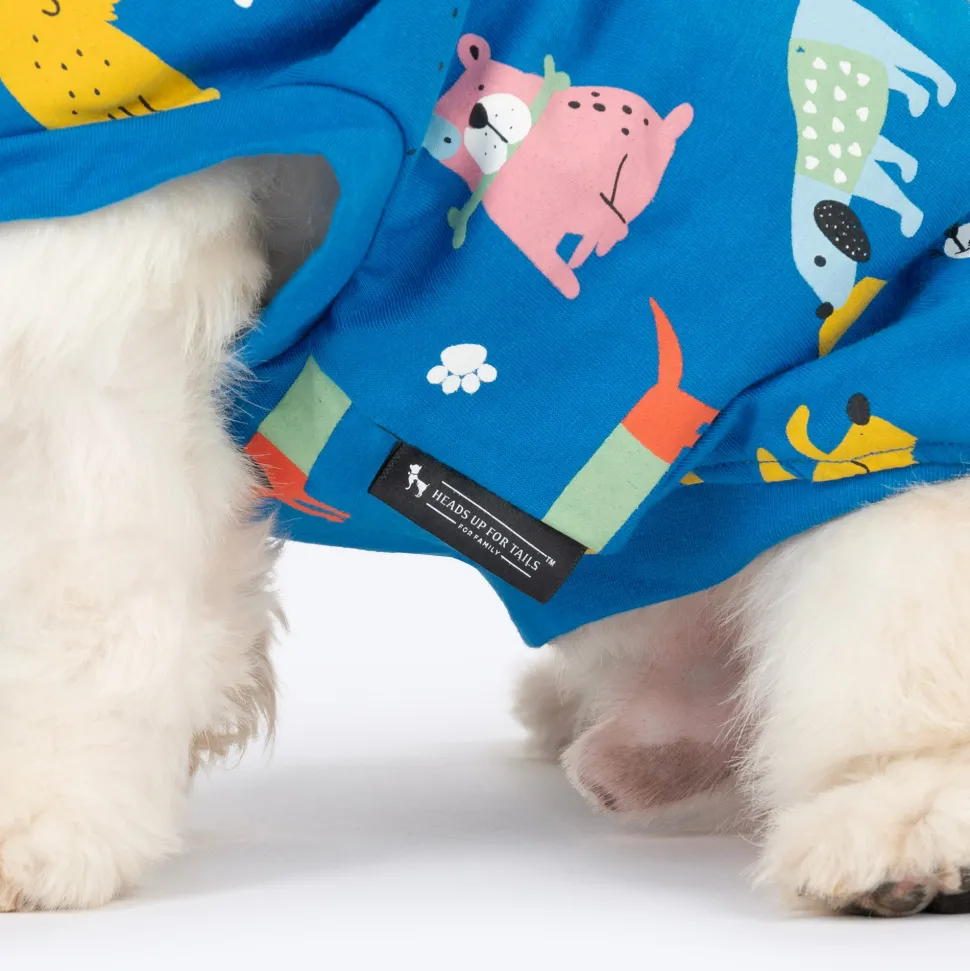 HUFT Doodle Days Printed T-Shirt For Dog - Blue