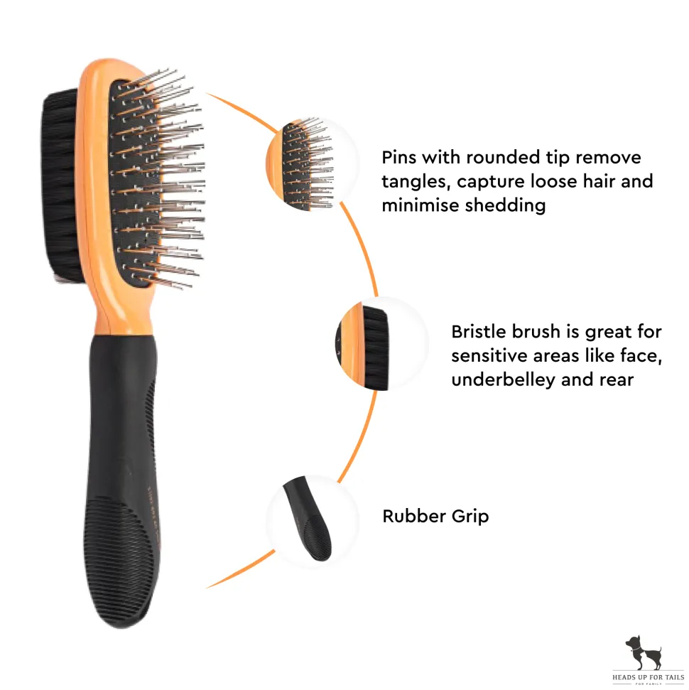 HUFT Double Sided Brush for Dogs & Cats - Orange