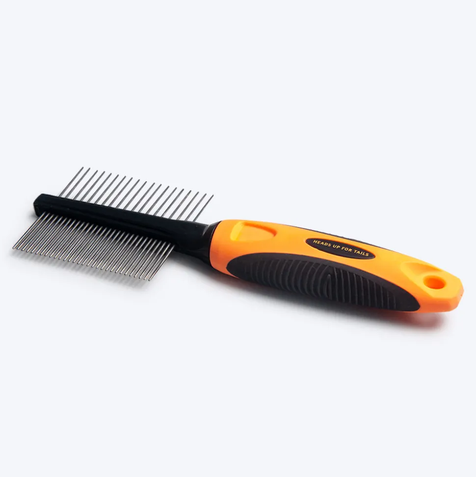 HUFT Double Sided Steel Comb for Cats & Dogs - Orange