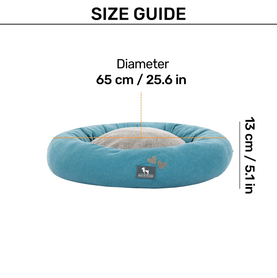 HUFT Dreamy Donut Bed For Cat & Puppy - Teal & Grey