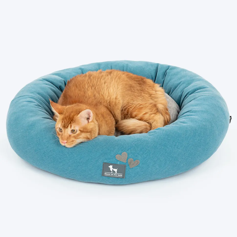 HUFT Dreamy Donut Bed For Cat & Puppy - Teal & Grey