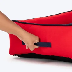 HUFT Ellie Classic Lounger Bed For Dog - Red & Navy