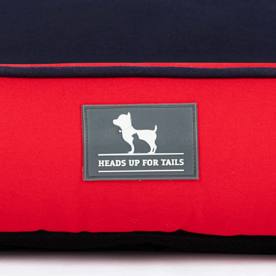 HUFT Ellie Classic Lounger Bed For Dog - Red & Navy