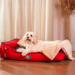 HUFT Ellie Classic Lounger Bed For Dog - Red & Navy