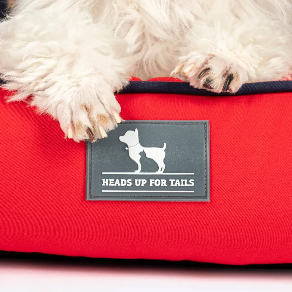 HUFT Ellie Classic Lounger Bed For Dog - Red & Navy