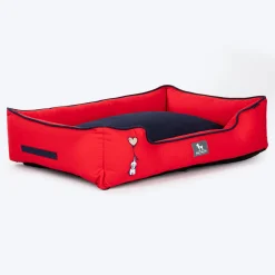 HUFT Ellie Classic Lounger Bed For Dog - Red & Navy