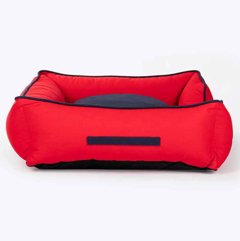 HUFT Ellie Classic Lounger Bed For Dog - Red & Navy