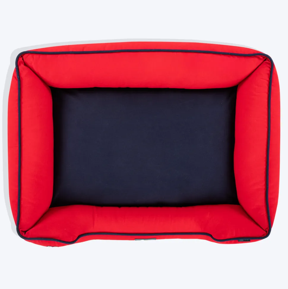 HUFT Ellie Classic Lounger Bed For Dog - Red & Navy