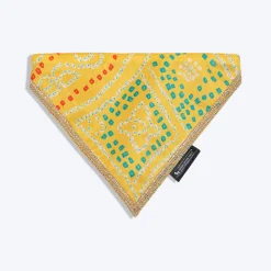 HUFT Festive Bandhej Bling Dog Bandana - Yellow