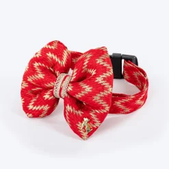 HUFT Festive Desi Glam Dog Bow Tie With Strap - Red