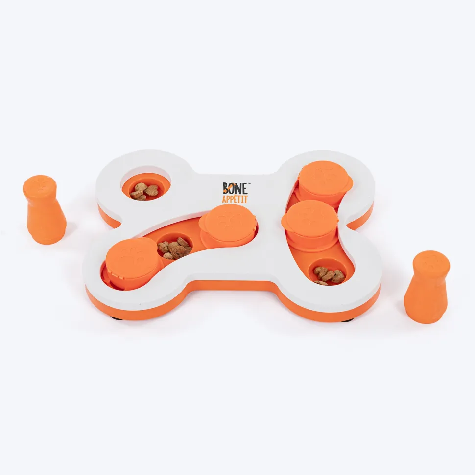 HUFT Flip 'n Slide Treat Dispensing Interactive Toy For Dog - White & Orange