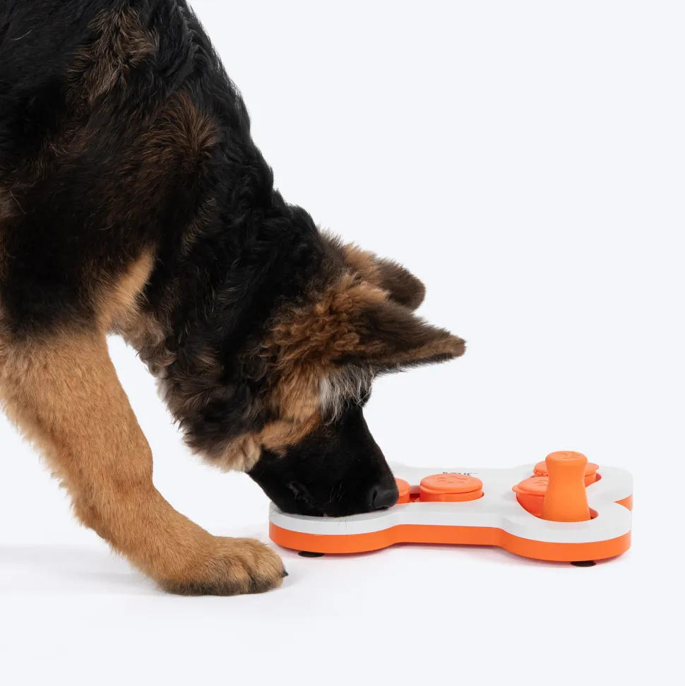 HUFT Flip 'n Slide Treat Dispensing Interactive Toy For Dog - White & Orange