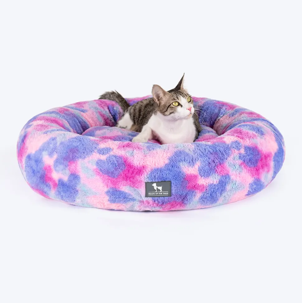 HUFT Furry Bliss Cuddle Bed For Cat & Puppy - Multicolor
