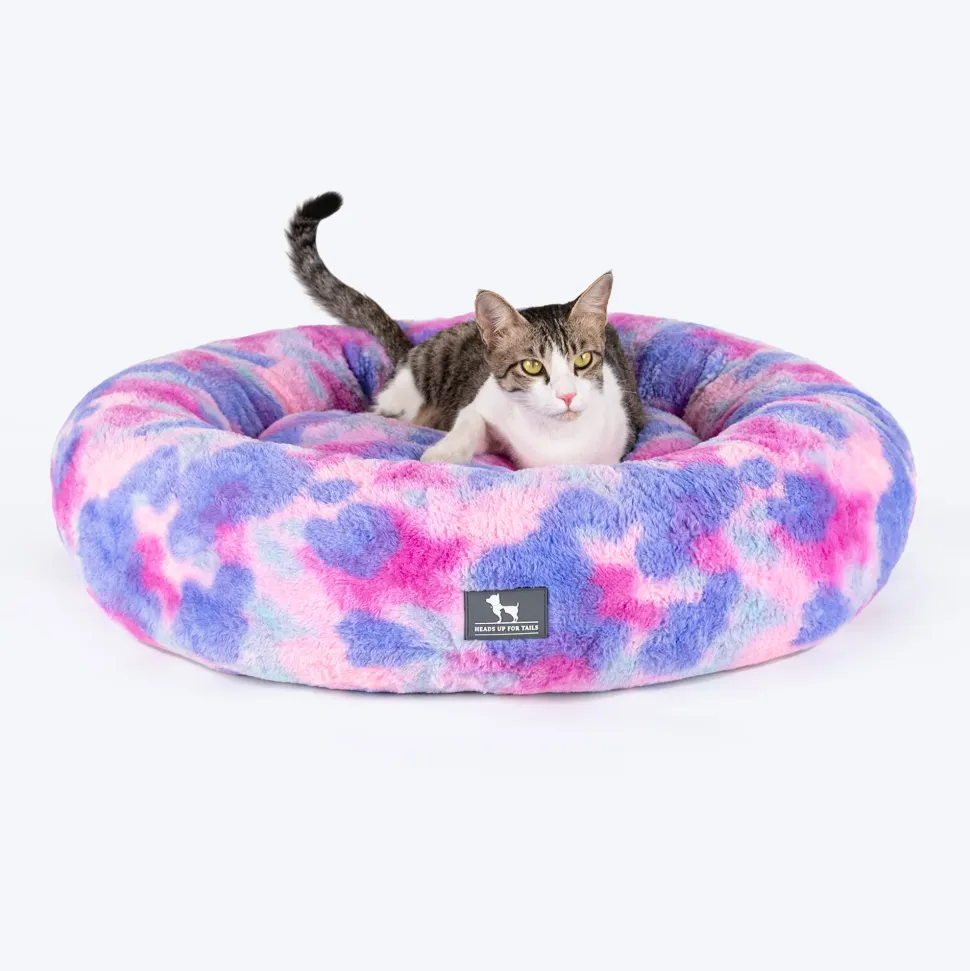HUFT Furry Bliss Cuddle Bed For Cat & Puppy - Multicolor