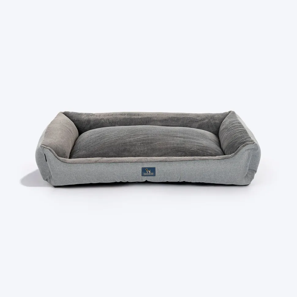 HUFT Furry Paradise Lounger Bed For Dog - Dark Grey