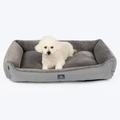 HUFT Furry Paradise Lounger Bed For Dog - Dark Grey