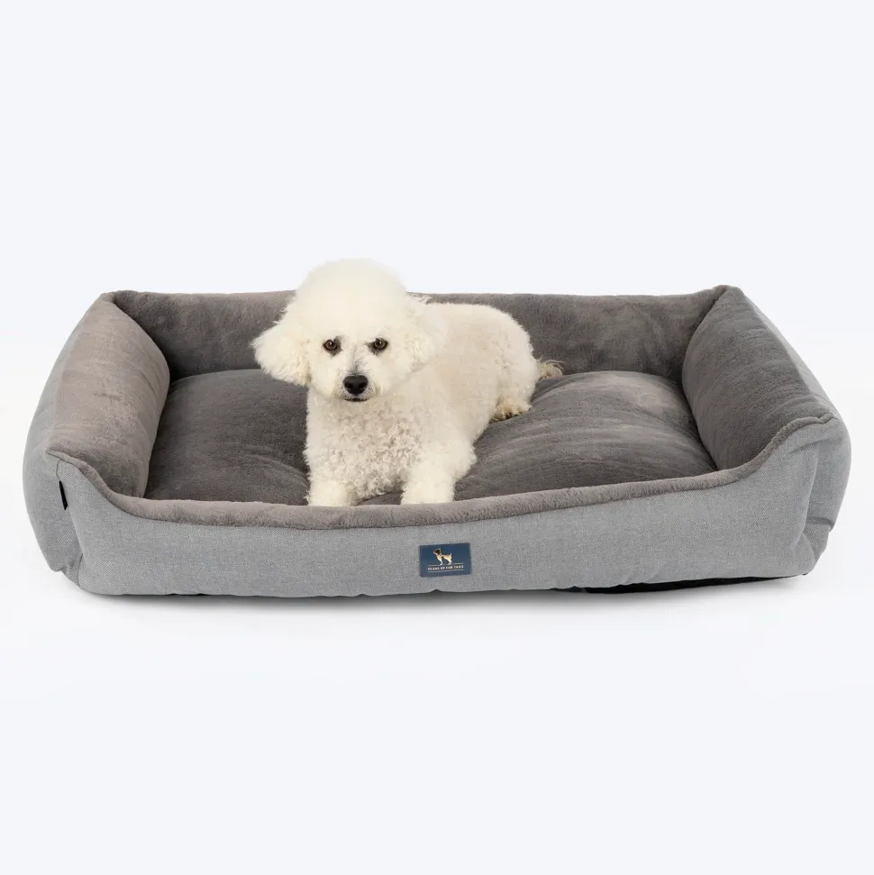 HUFT Furry Paradise Lounger Bed For Dog - Dark Grey