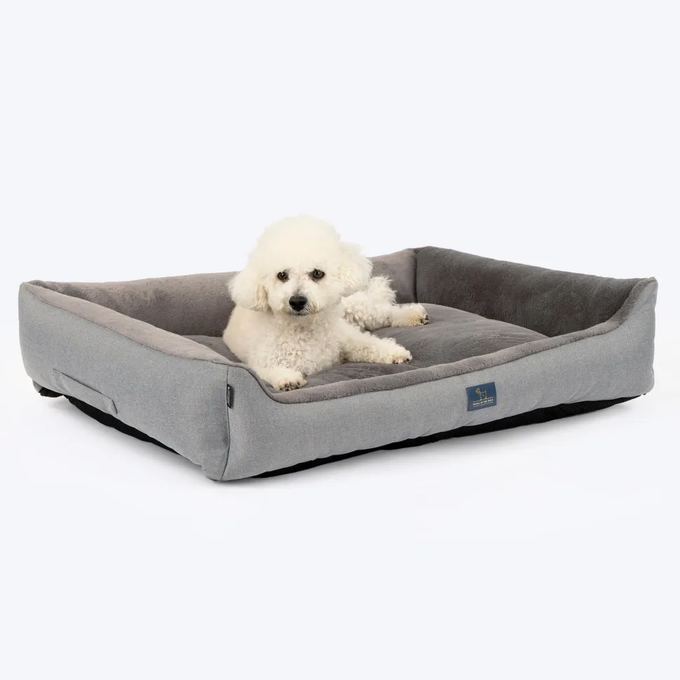 HUFT Furry Paradise Lounger Bed For Dog - Dark Grey