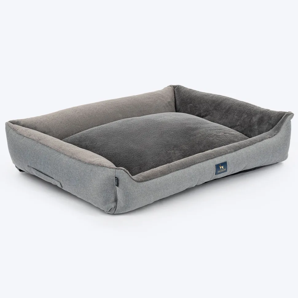 HUFT Furry Paradise Lounger Bed For Dog - Dark Grey
