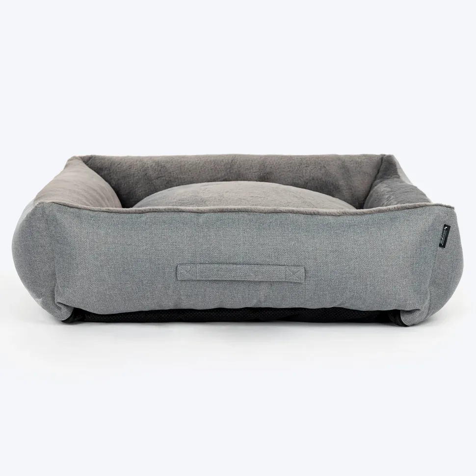 HUFT Furry Paradise Lounger Bed For Dog - Dark Grey