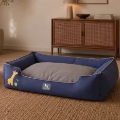 HUFT Giraffe Classic Lounger Bed For Dog - Grey & Navy