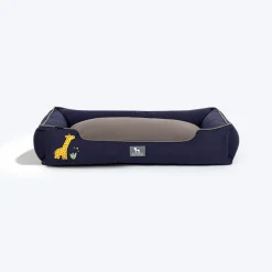 HUFT Giraffe Classic Lounger Bed For Dog - Grey & Navy