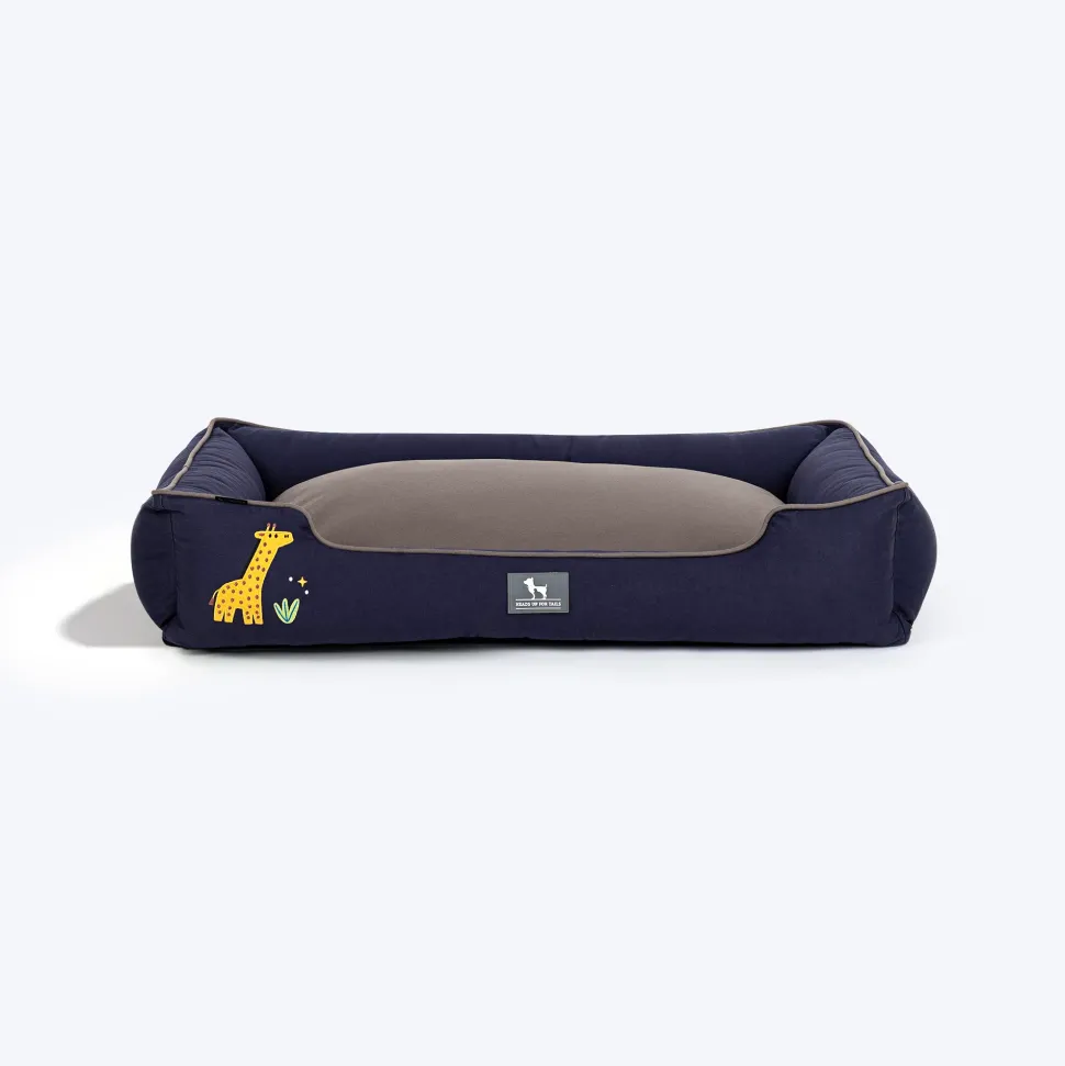 HUFT Giraffe Classic Lounger Bed For Dog - Grey & Navy