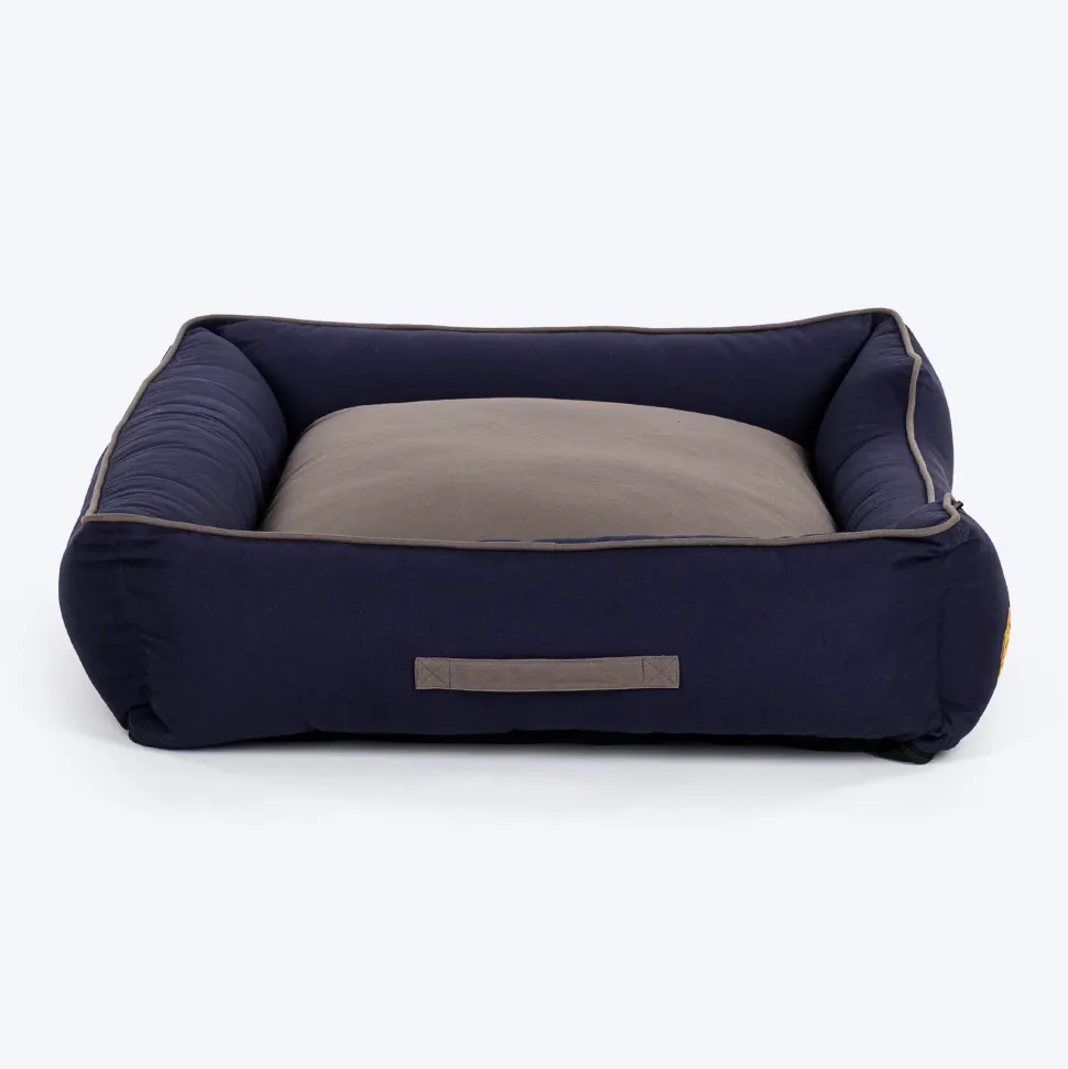 HUFT Giraffe Classic Lounger Bed For Dog - Grey & Navy