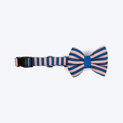HUFT Happy Stripes Bow Tie With Collar For Dog - Blue & Peach