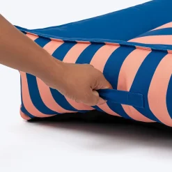 HUFT Happy Stripes Lounger Bed For Dog - Navy & Peach