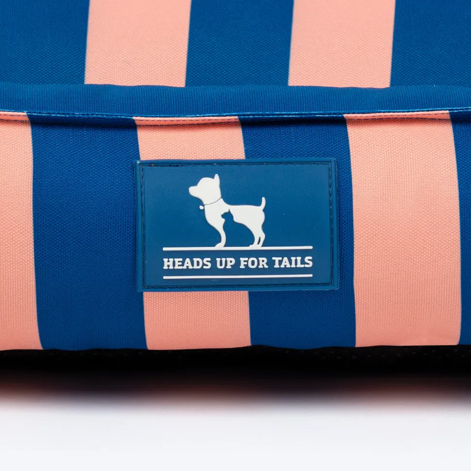 HUFT Happy Stripes Lounger Bed For Dog - Navy & Peach