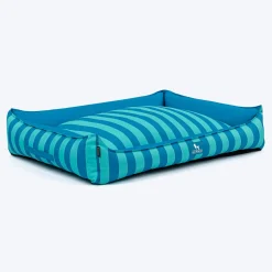 HUFT Happy Stripes Lounger Bed For Dog - Blue & Turquoise