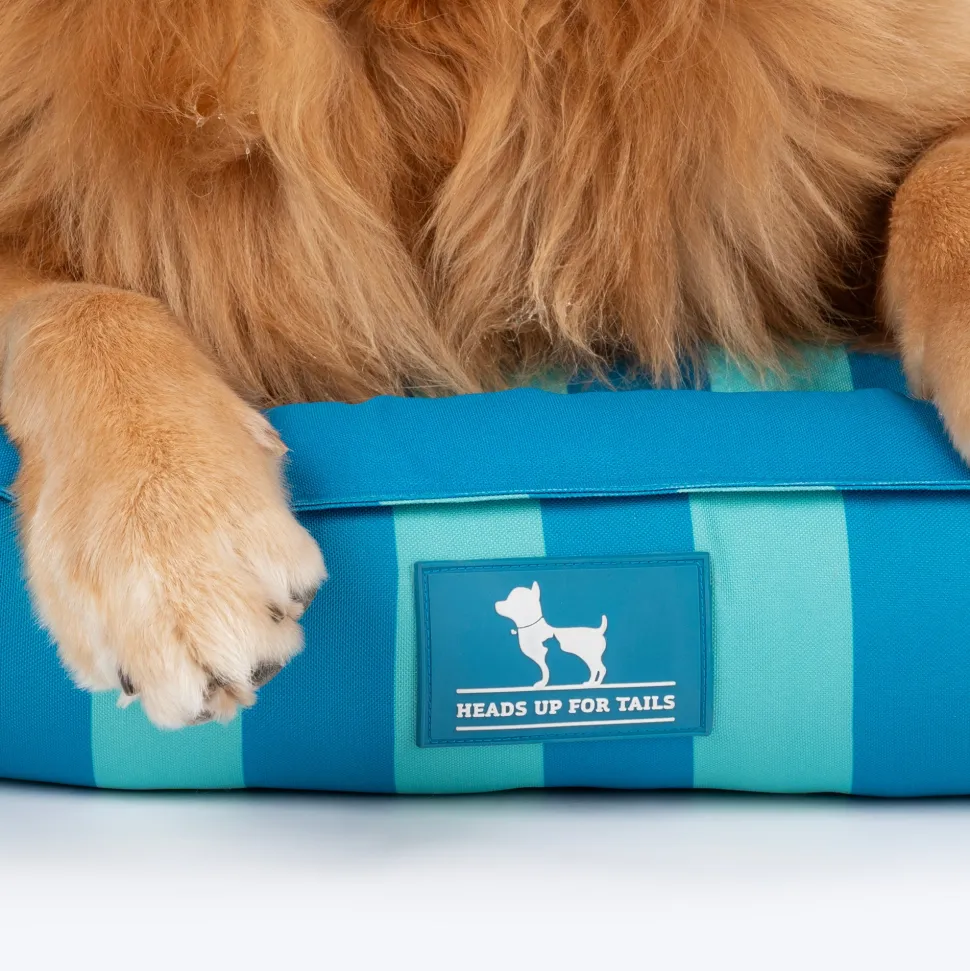 HUFT Happy Stripes Lounger Bed For Dog - Blue & Turquoise
