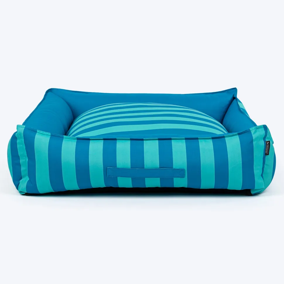 HUFT Happy Stripes Lounger Bed For Dog - Blue & Turquoise
