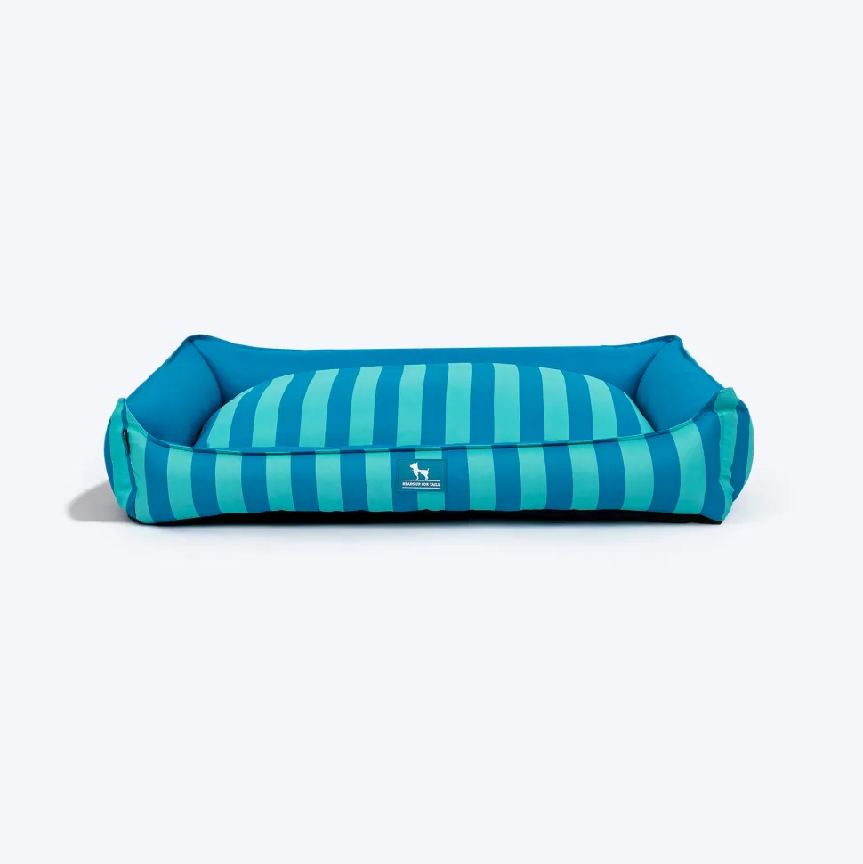HUFT Happy Stripes Lounger Bed For Dog - Blue & Turquoise