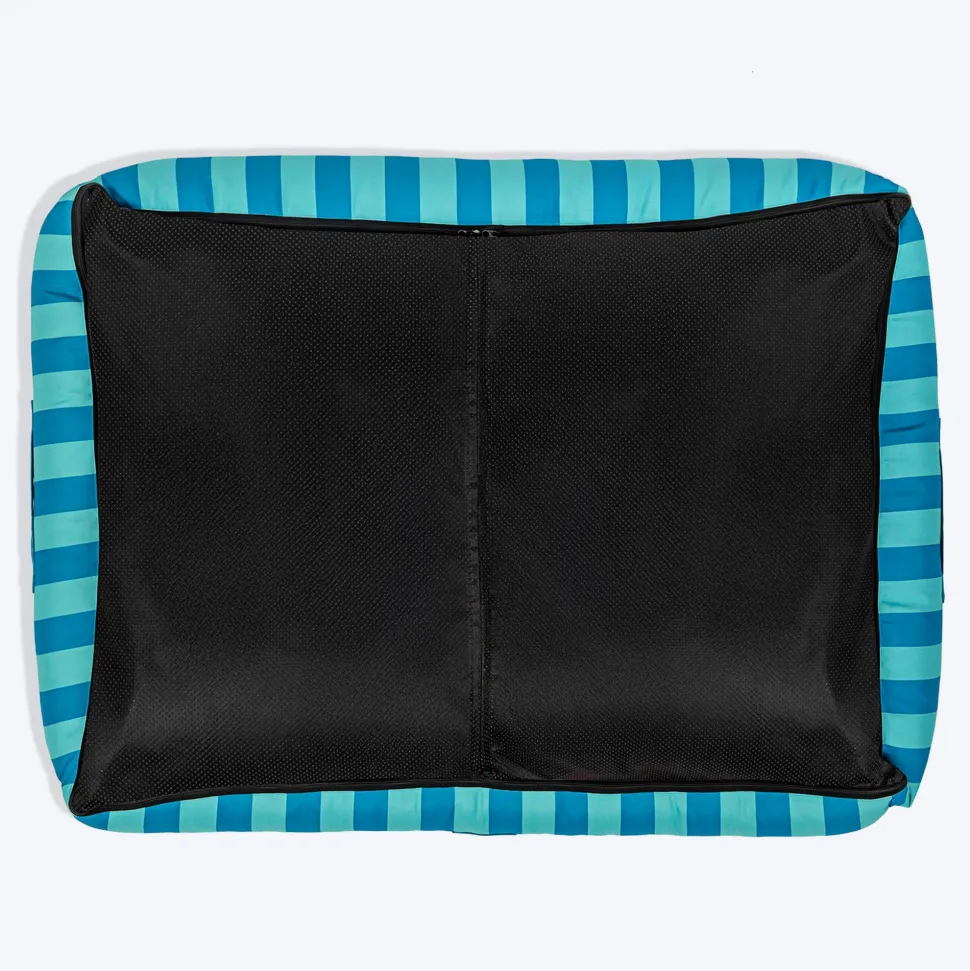 HUFT Happy Stripes Lounger Bed For Dog - Blue & Turquoise