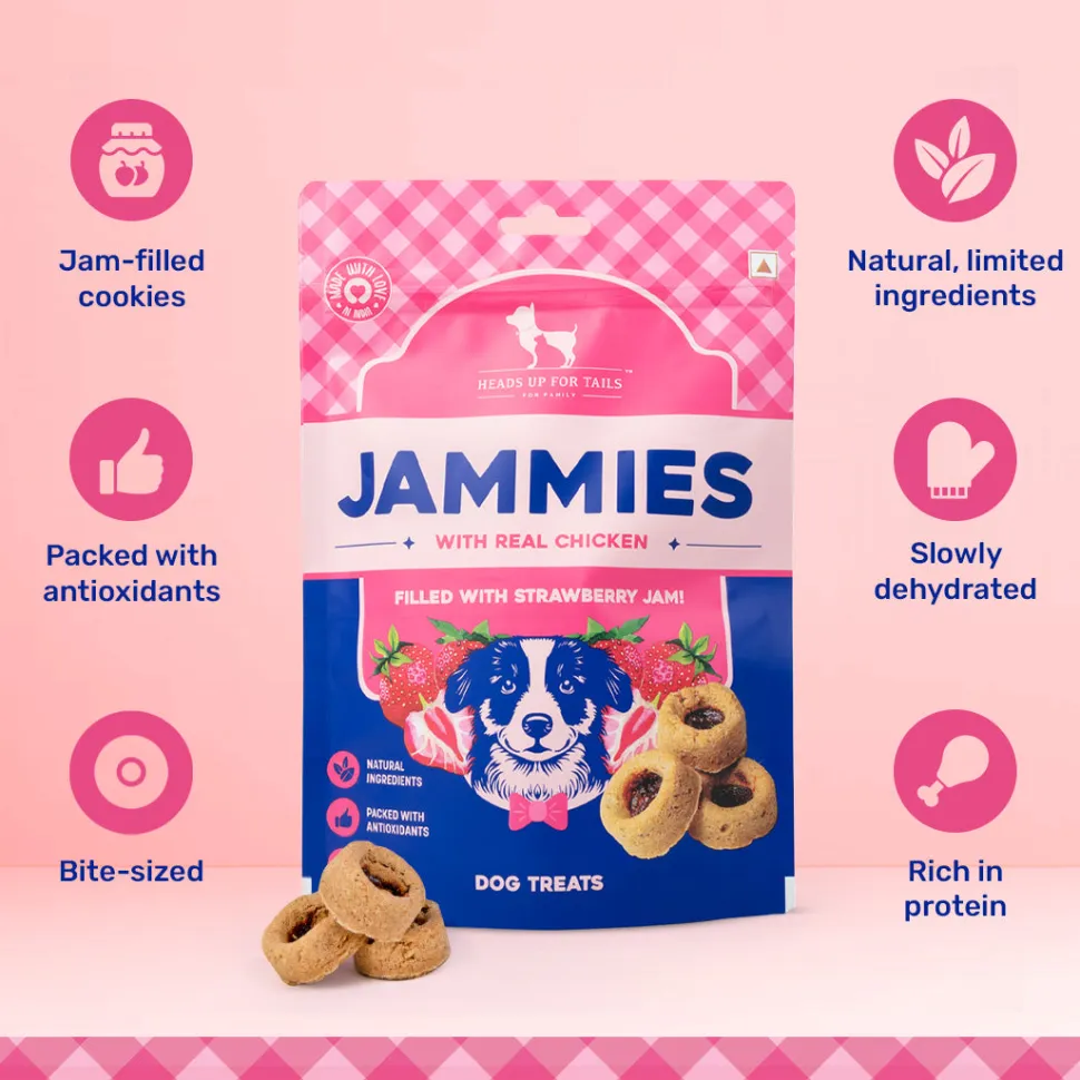 HUFT Jammies - Chicken Filled With Strawberry Jam Dog Treats - 100 g