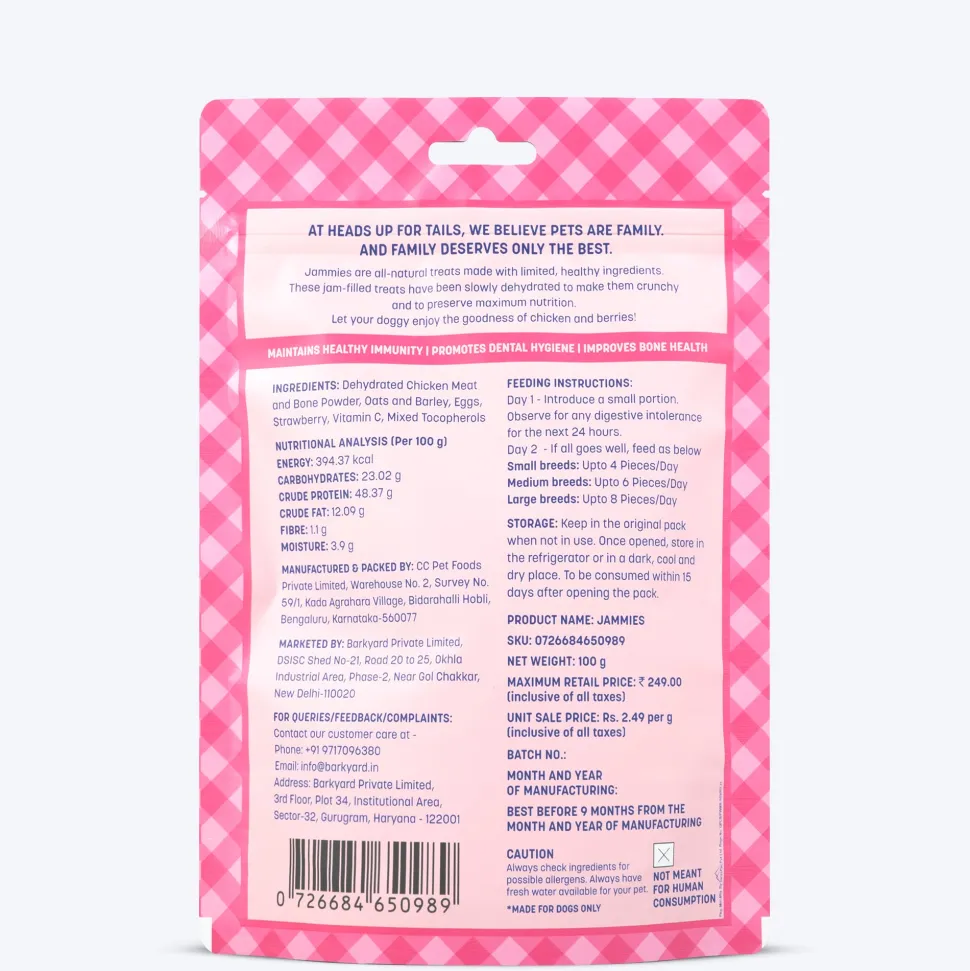 HUFT Jammies - Chicken Filled With Strawberry Jam Dog Treats - 100 g