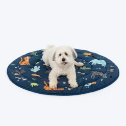 HUFT Jungle Dreams Round Mat For Dog - Blue