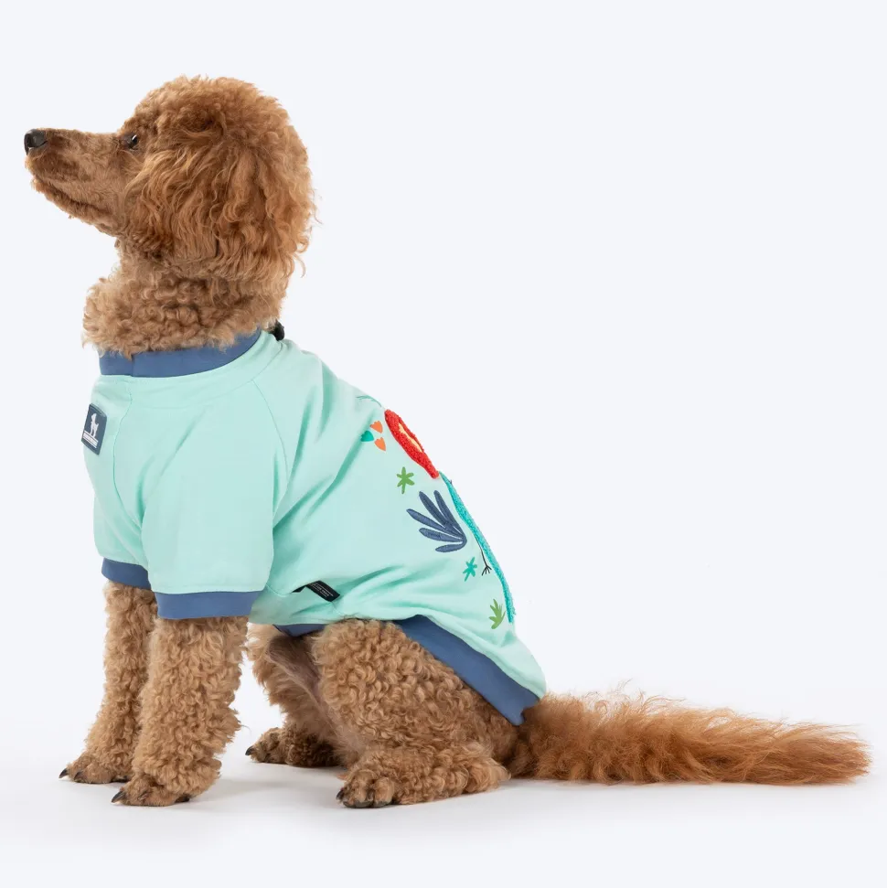 HUFT Jungle Joy Printed T-Shirt For Dog - Light Mint Green